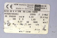 VEM K21R 80 K 4 SYN KA L140 /3299 Getriebemotor 0,37kW i=6,3 Unused