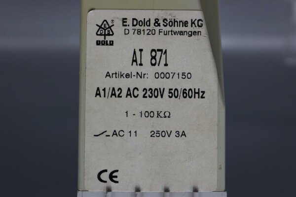 E.Dold & Söhne KG AI 871 AI871 Relais 230V 50/60Hz used, 43,09 €