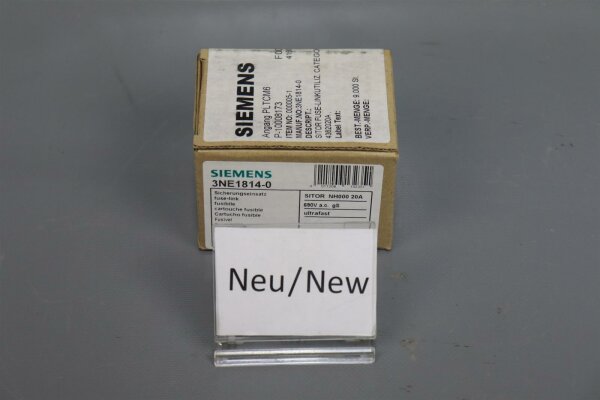 Siemens 3x 3NE1 814-0 3NE1814-0 Sicherungseinsatz SITOR unused Ovp