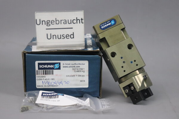 Schunk GSM-P-40-E-180 Pneumatischer Zentrischgreifer 303840 66N 6mm Unused OVP