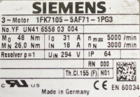 Siemens Servomotor 1FK7105-5AF71-1PG3 5000 rpm max Used