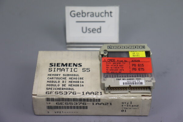 Siemens Simatic S5 EPROM 6ES5376-1AA21 Speichermodul E:01 used OVP