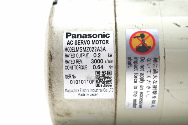 Panasonic MSMZ022A3A Servomotor 200W 01010110F unused, 336,13 €