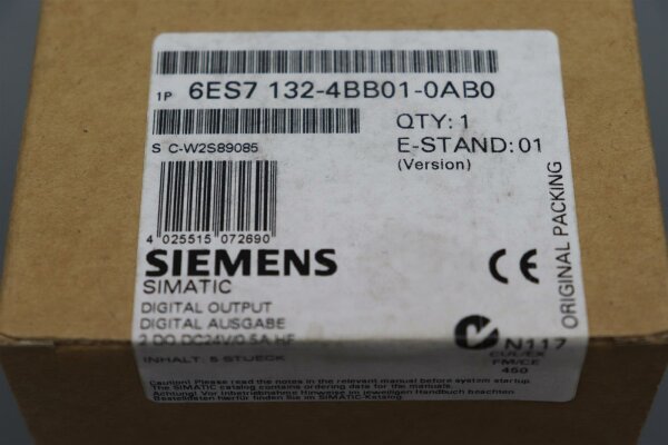 Siemens 6ES7 132-4BB01-0AB0 Digital Output Module E: 01 unused OVP