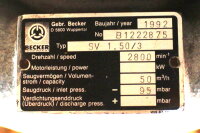 Becker Seitenkanalverdichter SV 1.50/3 WB56B2T 50m&sup3;/h -95 mbar Used